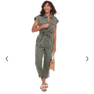 NOW + GEN SONOMA Cropped Military Style Jumpsuit Size Small